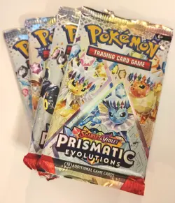 4 NEW SEALED Prismatic Evolution Booster Packs Pokemon TCG Cards Scarlet Violet - Image 2
