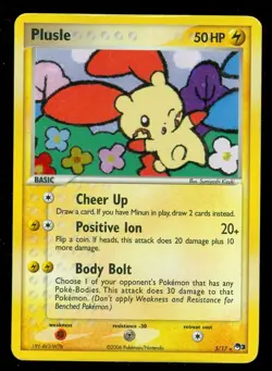 Pokemon PLUSLE 5/17 Promo Card POP Series 3 - HOLO - HEAVY PLAY & CREASED - Image 1