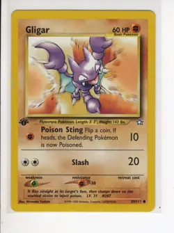 GLIGAR 1ST EDITION NEO GENESIS SET POKEMON CARD 59/111 EX/NM - Image 1