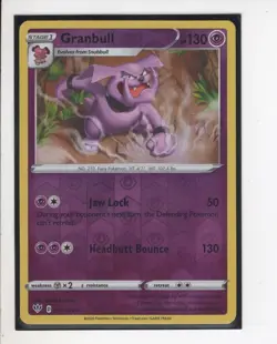 GRANBULL DARKNESS ABLAZE SET RARE REVERSE-HOLO FOIL POKEMON CARD 071/189 NM/M - Image 1