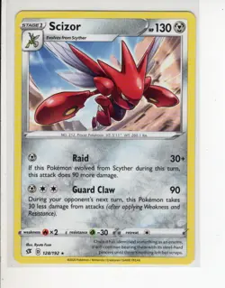 SCIZOR REBEL CLASH SET RARE NON-HOLO FOIL POKEMON CARD 128/192 NM/M - Image 1