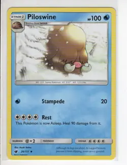 PILOSWINE CRIMSON INVASION SET POKEMON CARD 20/111 LP - Image 1