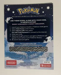 Shiny Koraidon & Miraidon Pokemon Scarlet Violet Code Card - Gamestop - Image 2