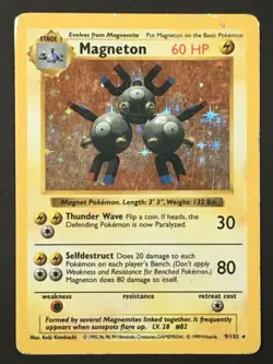 Pokemon TCG Magneton Base Set Holo Rare Card 9/102 WOTC HP - Image 1