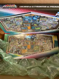 2X Pokemon TCG Prismatic Evolutions Lucario ex & Tyranitar ex Premium Collection - Image 3