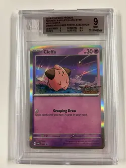 BGS 9 Cleffa STAFF Promo #037 2023 Pokemon Obsidian Flames Prerelease Beckett - Image 1