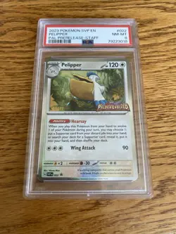 Pokemon PSA 8 Pelipper Staff Prerelease Promo SVP EN 022 - Image 1