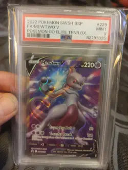 PSA 9 2022 SWSH Black Star Promo Pokemon Go ETB 229 Full Art Mewtwo V GEM MINT - Image 1