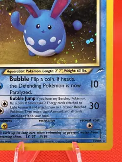 Pokemon TCG Neo Destiny Light Azumarill Holo Rare 13/105 Vintage WOTC MP - Image 4