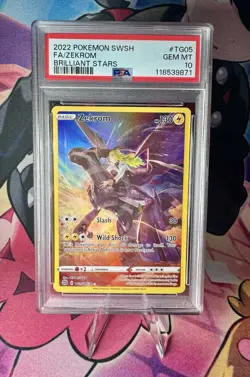 2022 POKEMON SWORD & SHIELD BRILLIANT STARS #TG05 FULL ART/ZEKROM PSA 10 - Image 1