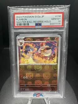 Pokemon 151 Japanese Flareon Master Ball Reverse Holo #136 PSA 10 - Image 1