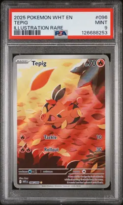 2025 POKEMON WHT EN-WHITE FLARE ILLUSTRATION RARE #096 TEPIG PSA 9 - Image 1