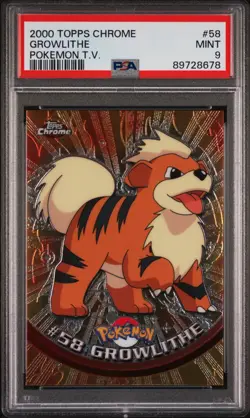 2000 Topps Chrome Pokemon T.V. Growlithe #58 PSA 9 #A005 - Image 1