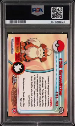 2000 Topps Chrome Pokemon T.V. Growlithe #58 PSA 9 #A005 - Image 2