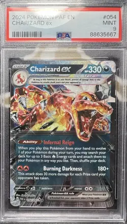 Pokemon TCG Charizard ex Paldean Fates 054/091 Holo Double Rare PSA 9 MINT - Image 1