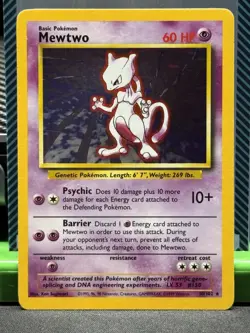 Mewtwo 10/102 Pokemon TCG 1999 Base Set Holo Unlimited Rare LP - Image 1