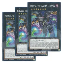 Yugioh - Kerzebs, the Gaoled Glutton x 3 - 1st Edition NM - Plus Free Holo Card - Image 1