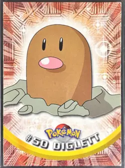 1999 Topps TV Animation Diglett #50 Green Logo Non Foil Pokemon Card - Image 1