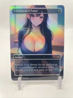 MTG Waifu Foil Enlightened Tutor Playtest Borderless Style CEDH Commander V2 - Image 1