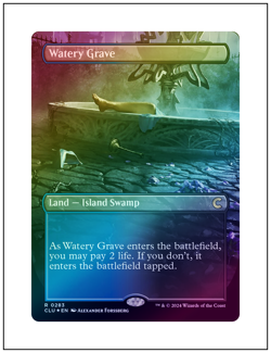 1x Watery Grave, Foil, Borderless Art, Ravnica Clue Edition, Magic MTG NM - Image 1