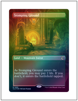1x Stomping Ground, Foil, Ravnica Clue Edition, Borderless Art, Magic MTG NM - Image 1