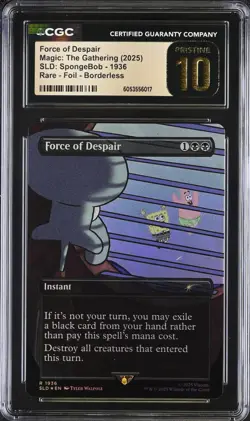 CGC 10 PRISTINE Force of Despair 1936 MTG Spongebob SLD Secret Lair Rainbow Foil - Image 1