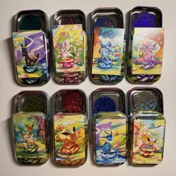 Pokemon Prismatic Evolutions Opened Mini Tins Empty No Packs Full Set Of 8 - Image 1