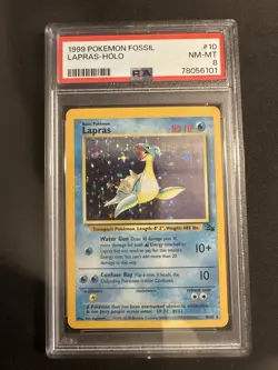 1999 Pokemon Fossil Set Lapras Holo PSA 8 10/62 - Image 1