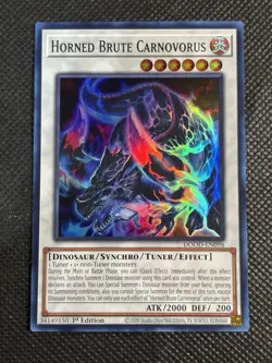 YuGiOh! - Horned Brute Carnovorus DOOD-EN098 Super Rare 1st Edition Near Mint - Image 1