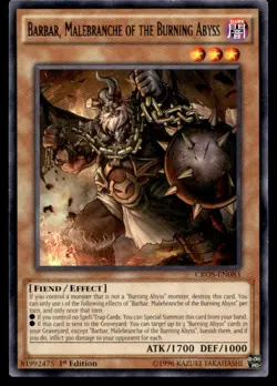Barbar, Malebranche of the Burning Abyss Crossed Souls CROS-EN083 MP YuGiOh TCG - Image 1