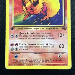 Flareon 19/64 1st Edition Jungle Regular WOTC Vintage Pokemon Card Played MP - Image 4