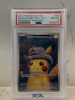 Pokemon Pikachu Grey Felt Hat Promo Card PSA 10 Van Gogh Museum Pokemon Card #85 - Image 1