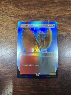 Adult Gold Dragon (Borderless) Adventures in the Forgotten Realms Foil MTG Magic - Image 1