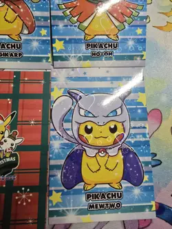 Poncho Pikachu FULL SET Of 9 heart holo Pokemon Database Merry Christmas(peru) - Image 4