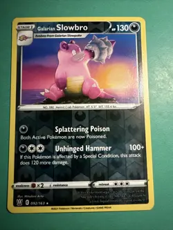 Pokemon TCG - Galarian Slowbro 092/163 Reverse Holo Rare - Battle Styles - NM - Image 1