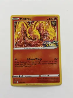 Moltres SWSH185 Stamped Brilliant Stars variant Pokemon TCG NM black star D - Image 1
