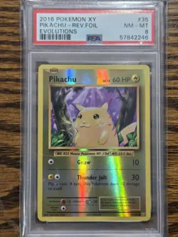 2016 Pokemon XY Pikachu Reverse Holo Evolutions #35 PSA 8 - Image 1