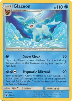Slightly Played, English - 1 x Pokemon Glaceon - SM238 - Promo Sun and Moon Prom - Image 1