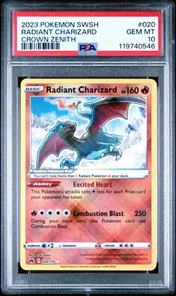2023 Pokemon TCG SWSH Crown Zenith Radiant Charizard 020/159 PSA 10 - Image 1