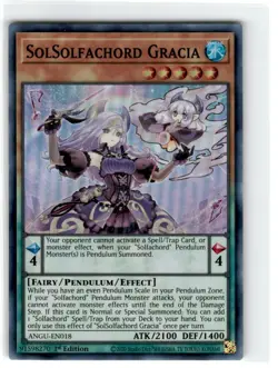 Yu-Gi-Oh! Solfachord Gracia Super Rare ANGU-EN018 Moderately Played 1st Edition - Image 1