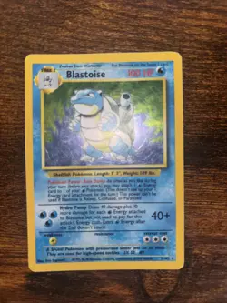 1999 Vintage Blastoise Holo-Rare Shadowless Base Set Pokemon TCG Card 2/102. LP - Image 2
