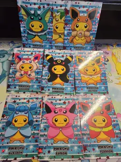 RED Star Poncho Eevee PIKACHU Set Pokemon Attack 2 Card Database Cards 9 Lot - Image 1