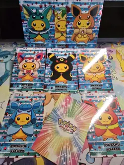 RED Star Poncho Eevee PIKACHU Set Pokemon Attack 2 Card Database Cards 9 Lot - Image 3