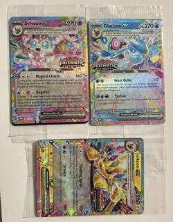 3 Prismatic Evolutions Surprise Box Sealed Stamped EX Promo Cards - Sylveon + - Image 1