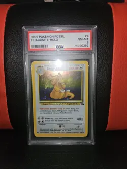 Pokemon TCG Dragonite Fossil Holo Card 4/62 Dragonite PSA 8 - Image 1