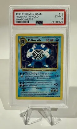 1999 Base Pokemon Poliwrath Shadowless 13/102 PSA 6 EX-MT - Image 1