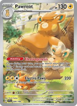 Pokemon TCG Pawmot 209/198 Illustration Rare Scarlet & Violet Base Set NM/M - Image 1