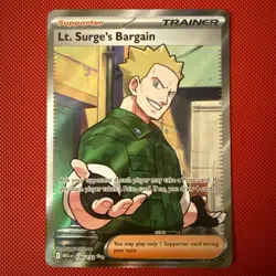 Lt Surge's Bargain 170/132 Mega Evolution Full Art Trainer Pokemon Card NM - Image 1