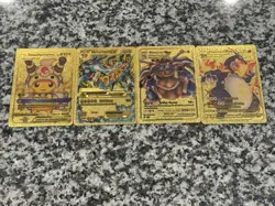 Pokemon Gold Foil Fan Art Card Lot-Charizard, Blastoise, Pikachu - Image 1