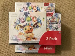Pokemon TCG Prismatic Evolutions Costco 2-Pack ETB with Booster Bundle X3 - Image 1